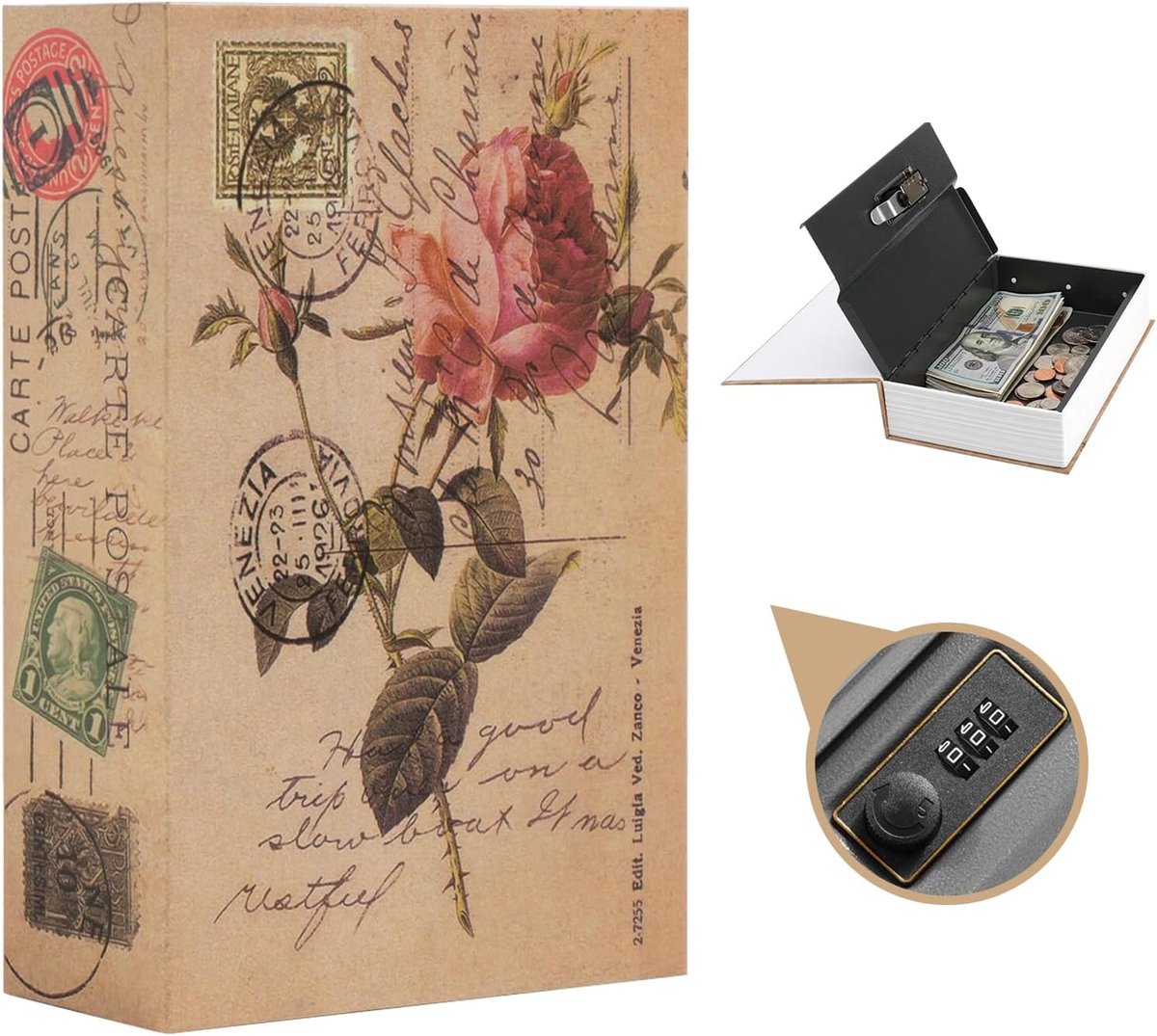 SnelShoppen - Buchssafe Boek Veilige Opslag met Combinatieslot, Verborgen Kluis voor Sleutels, Geld, Documenten, Sieraden - Discreet en Veilig voor Th