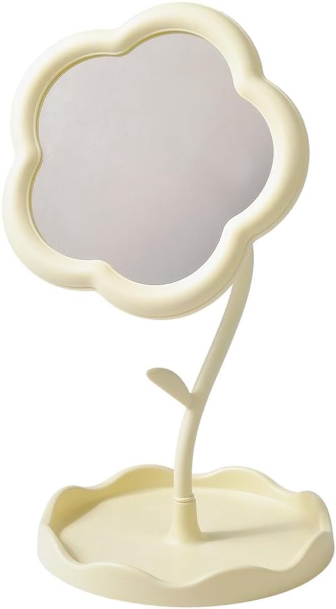 SnelShoppen - Flower Makeup Mirror - Vintage Staande Spiegel - Draagbare Bloemenvormige Spiegel - Perfect voor Slaapkamer, Badkamer, Woonkamer Decorat