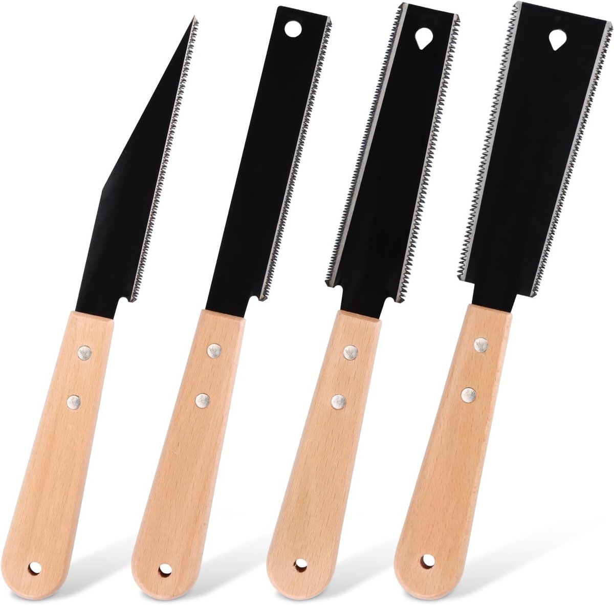 SnelShoppen - 4 Stuks Japanse Handzaag Set - 15cm Houtzaag - Dubbelzijdige Trekzaag - Fijnzagen voor Houtbewerking - Ideaal voor Meubelbouw en Nauwkeu