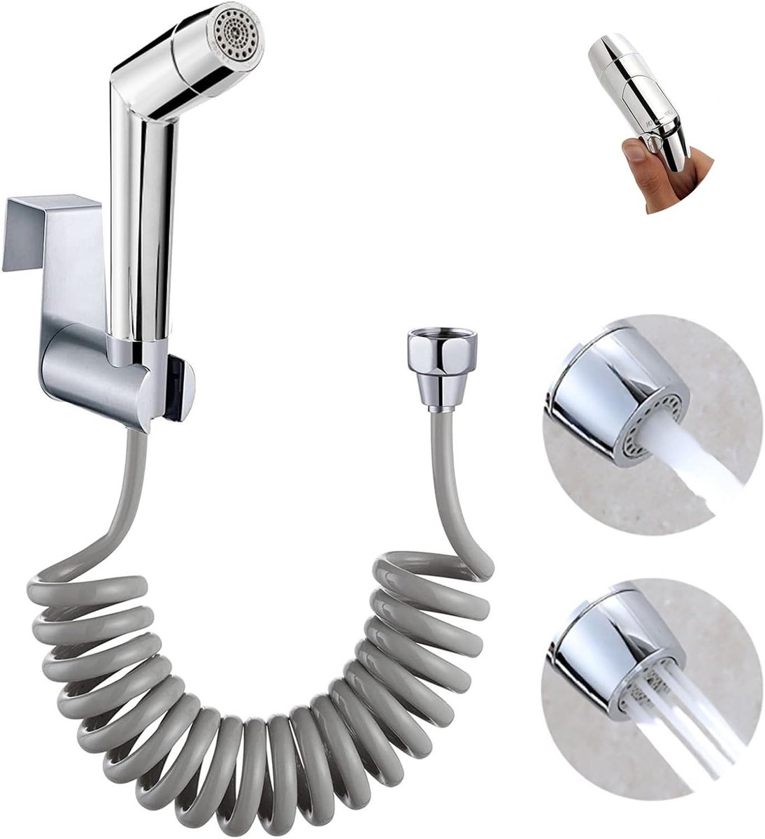 Verstelbare Bidet Handdouche Set met Spuitkop, Flexibele Slang en Wandhouder voor Babydoekjes en Hygiëne