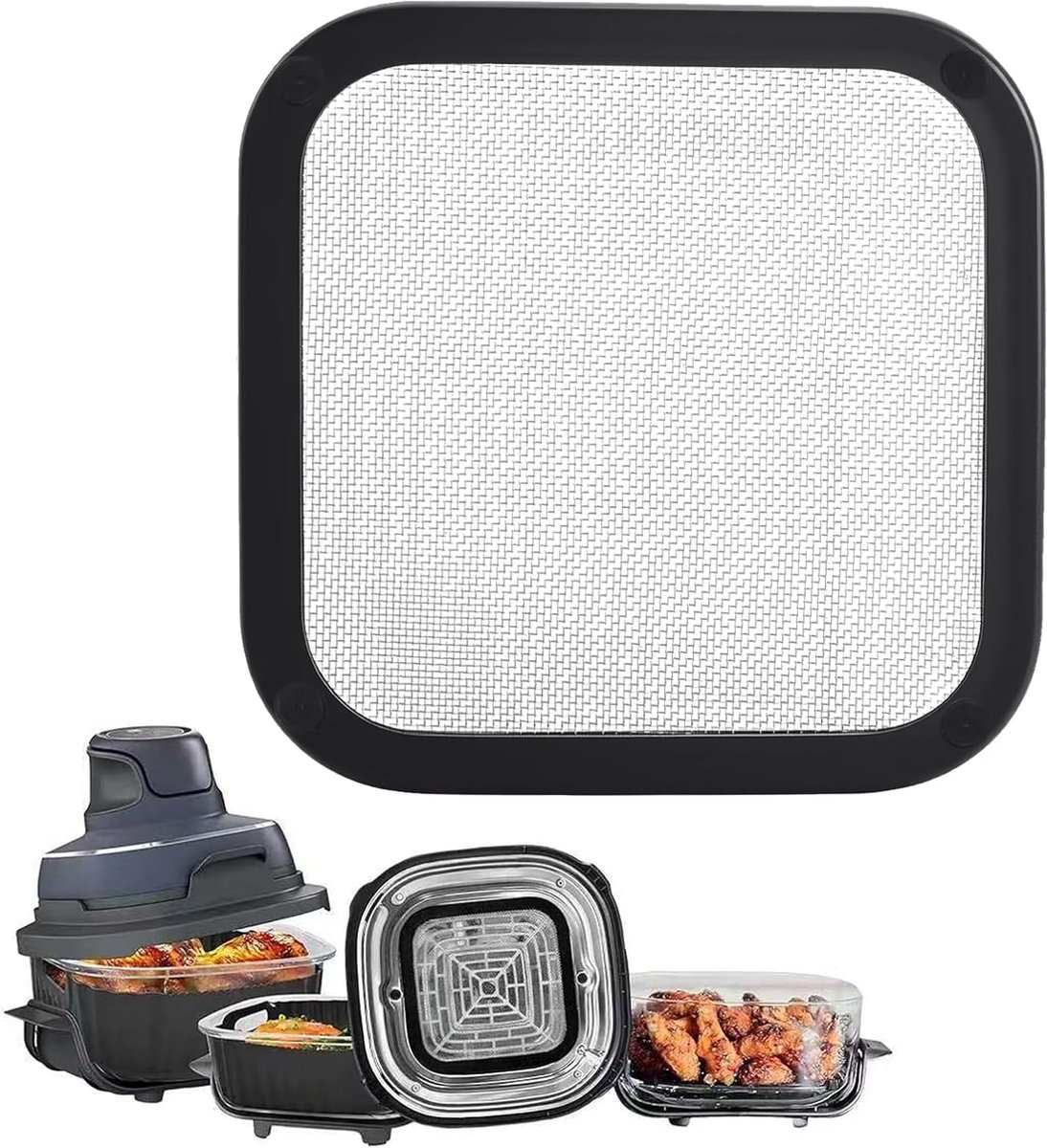 SnelShoppen - RVS Vetspetter Bescherming voor Ninja CRISPi Heteluchtfriteuse Magnetisch Fijnmazig Herbruikbaar Antivets Accessoire voor FN101EUGY, FN1