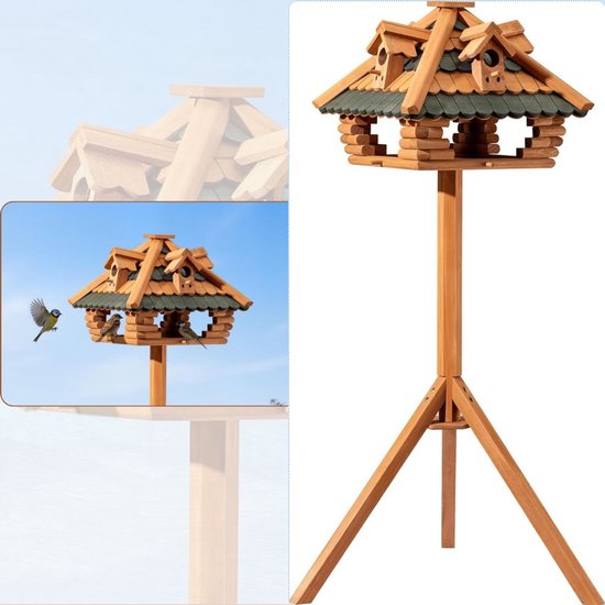 ApexArte® Vogelvoederhuisje Op Paal - Vogelvoederstation - Buitenvogels