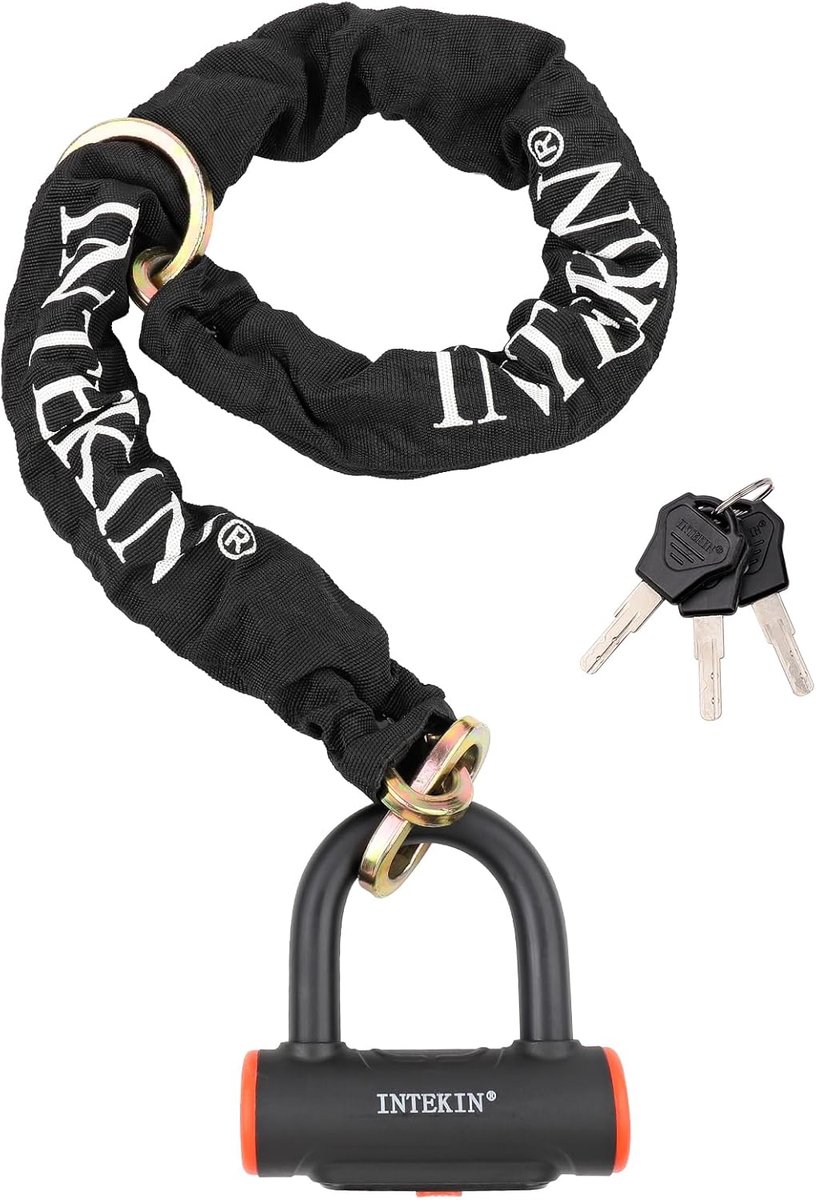 SnelShoppen - Fietsslot Ketting 10 mm Gehard Staal 100 cm Lang Hoogbeveiligd Motorfiets Slot voor E-Bike, Scooter, E-Scooter met Beugel