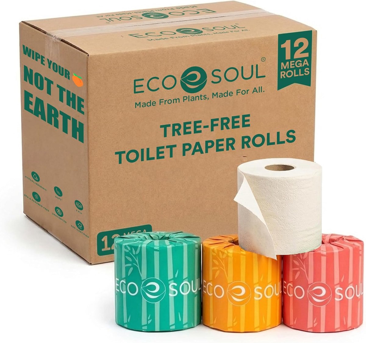 SnelShoppen - Premium Bamboo Toiletpapier 3-Ply | 12 Mega Rollen | 300 Vellen | Hypoallergeen, FSC-gecertificeerd, Septic-Vriendelijk, Zacht en Textuu