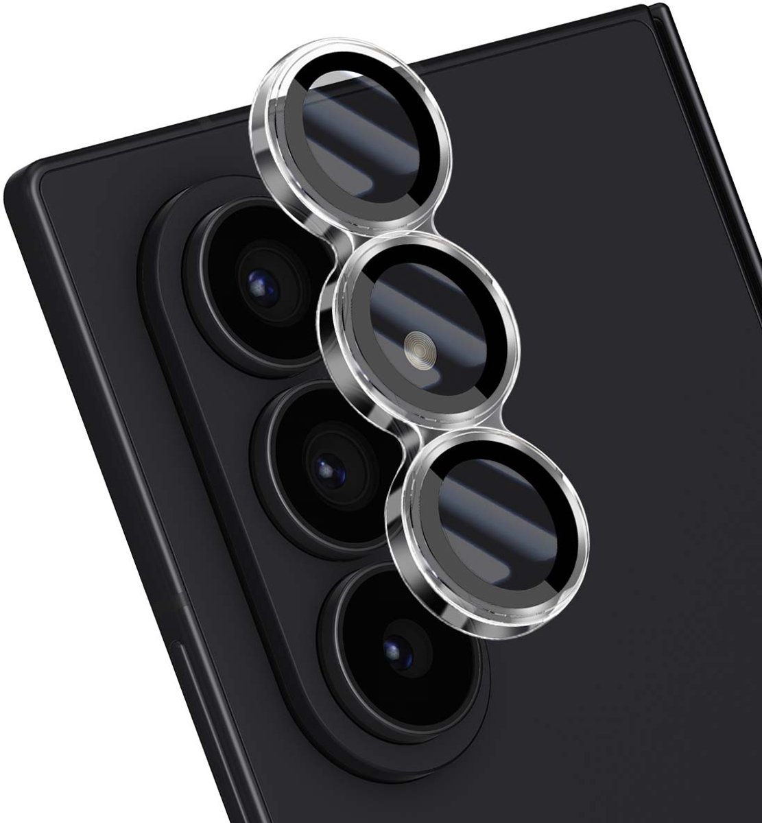 Force Case, Set van 3 Camera lensbeschermers geschikt voor Galaxy Z Fold 7 van gehard glas, Transparant
