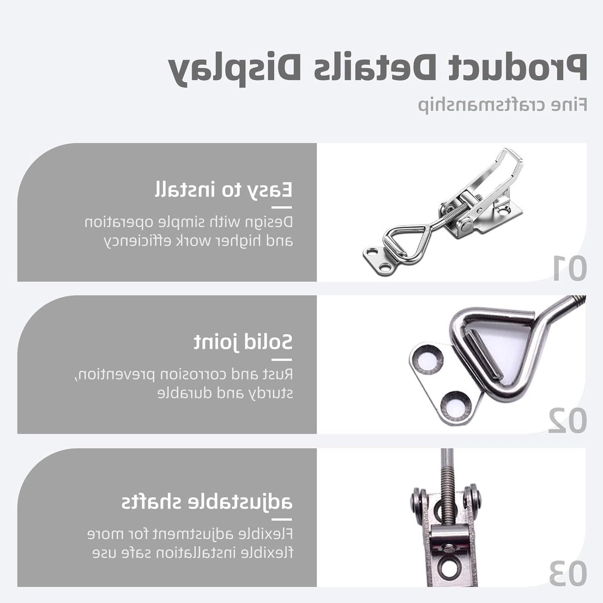 Verstelbare Stalen Sluiting, Metalen Hefsluiting met Schroef, Kleine Knieclips voor Dozen en Kasten, Verstelbare Haak voor Raamdeuren en Meubels, 4 Stuks, Zilver