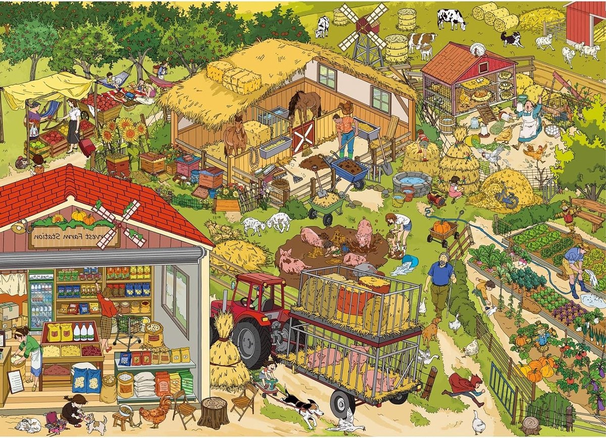 Puzzel met 1000 stukjes - Kleurrijke oogstplaats, matte oliedruk, oogvriendelijk en stofvrij, perfecte grip voor uren puzzelplezier