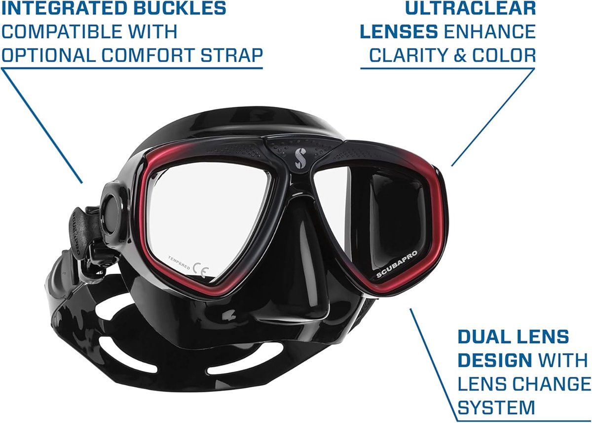 SnelShoppen - Scubapro Zoom EVO duikmasker - Lichtgewicht, veelzijdig, eenvoudig te onderhouden, ideaal voor vrijduiken en scuba duiken - Perfecte pas
