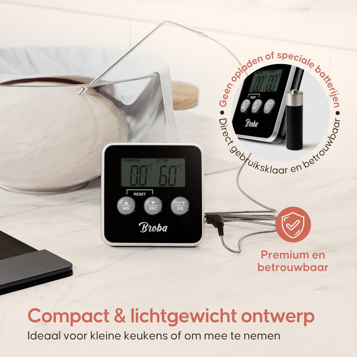 Vleesthermometer BBQ Thermometer - Oventhermometer Keukenthermometer Kookthermometer - Kerntemperatuurmeter Voedselthermometer Kernthermometer - Suikerthermometer Kook Thermometer Vlees Oven Keuken - Temperatuurmeter Digitaal - Barbecue Accessoires — cadeau in Sieraden - foto 4