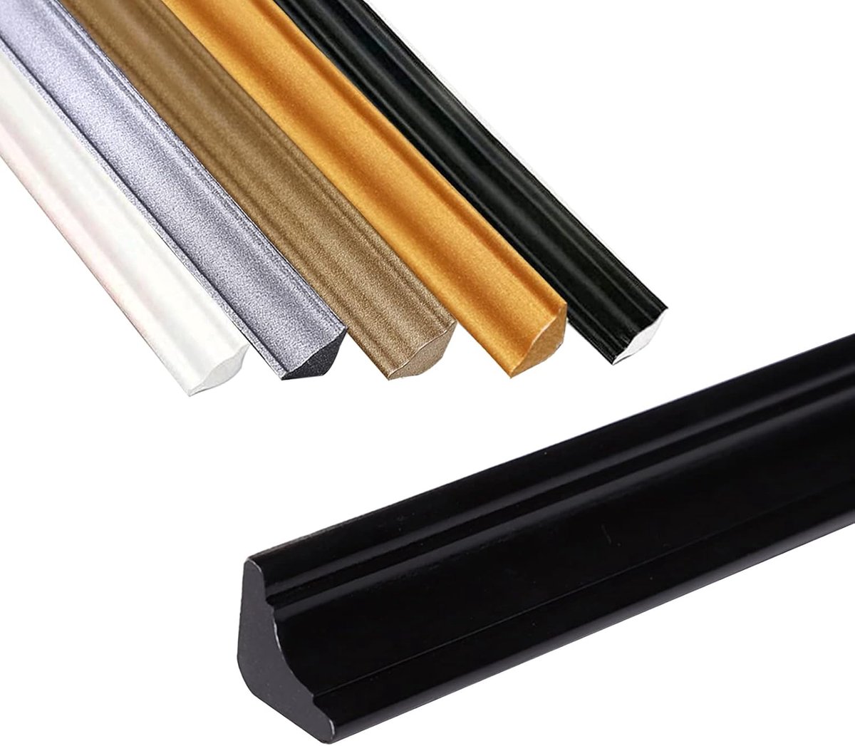 SnelShoppen - TPE Hoekstrip, Zelfklevende Wandafwerking, Plastic Muur- en Vloerafwerking, Waterdichte Schimmelwerende Randstrip (Zwart 5M, 12x9mm)
