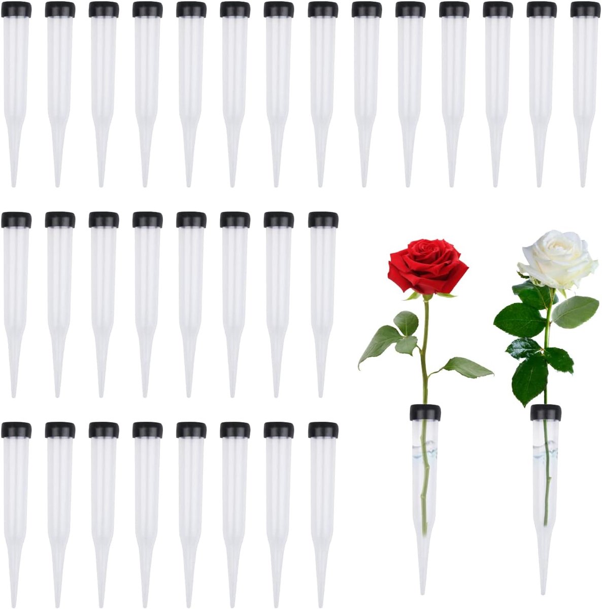 SnelShoppen - Pack van 30 Transparante Plastic Bloemtubes, Herbruikbare Water Tubes voor Bloemen, Perfect voor Bloemarrangementen en Tuinieren
