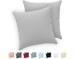 SnelShoppen - Set van 2 Twinzen Kussenslopen 30x30 cm - 100% Katoen Jersey 150 GSM - Grijs - Kussenhoezen met Rits - Oeko-Tex Gecertificeerd - Comfort