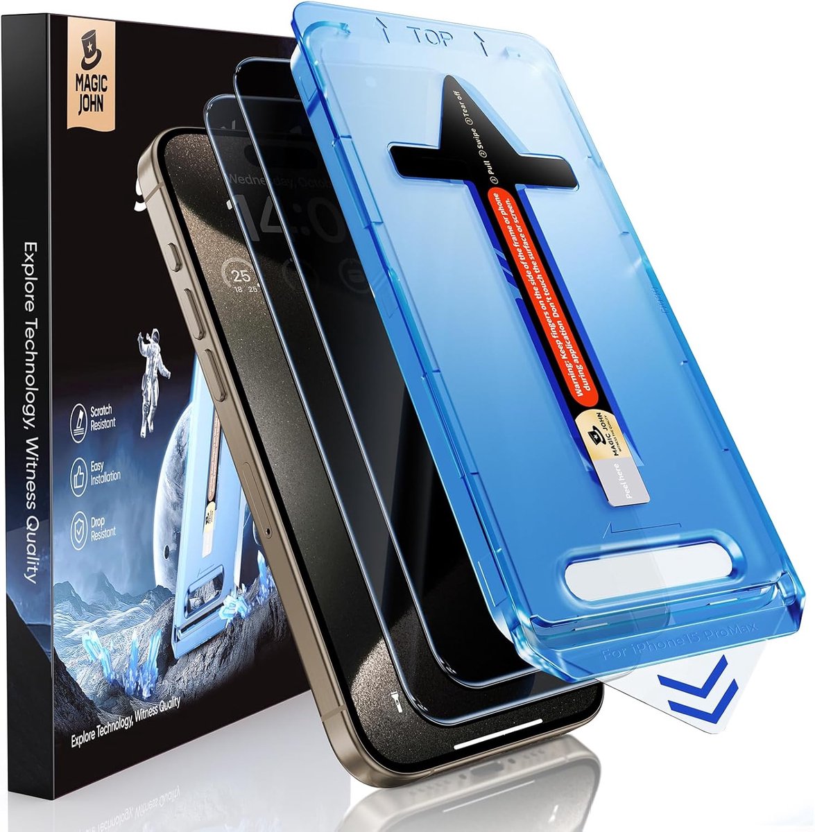 SnelShoppen - 2 Pack iPhone 15 Pro Max Privacy Screen Protector - Anti-Spy, 9H Hard Film, Bubble-Free, Eenvoudige Installatie, Geschikt voor Veilighei