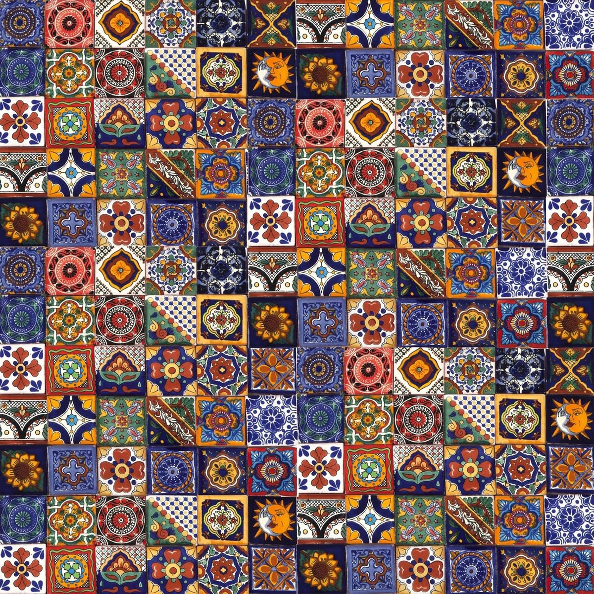 SnelShoppen - 120 Decoratieve Mexicaanse Mozaïek Tegels - Handgemaakte Ceramische Tegels 5x5cm voor Badkamer, Keuken, Douche, Trappen, Backsplash