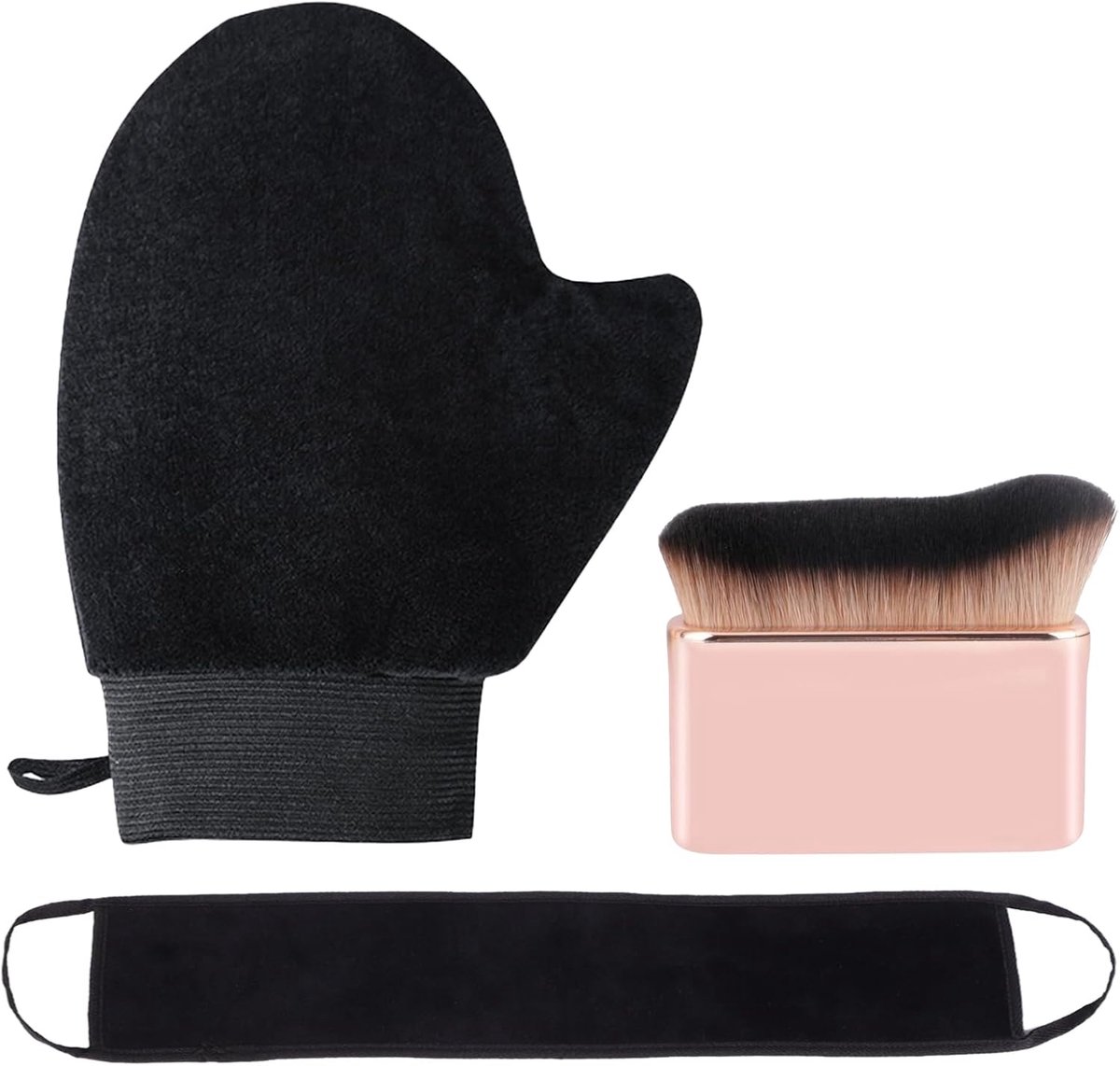 SnelShoppen - 3-Delige Dubbelzijdige Zelfbruin Applicator Handschoen met Borstel voor Gezicht en Lichaam - Herbruikbaar Tanning Set - Perfect voor een
