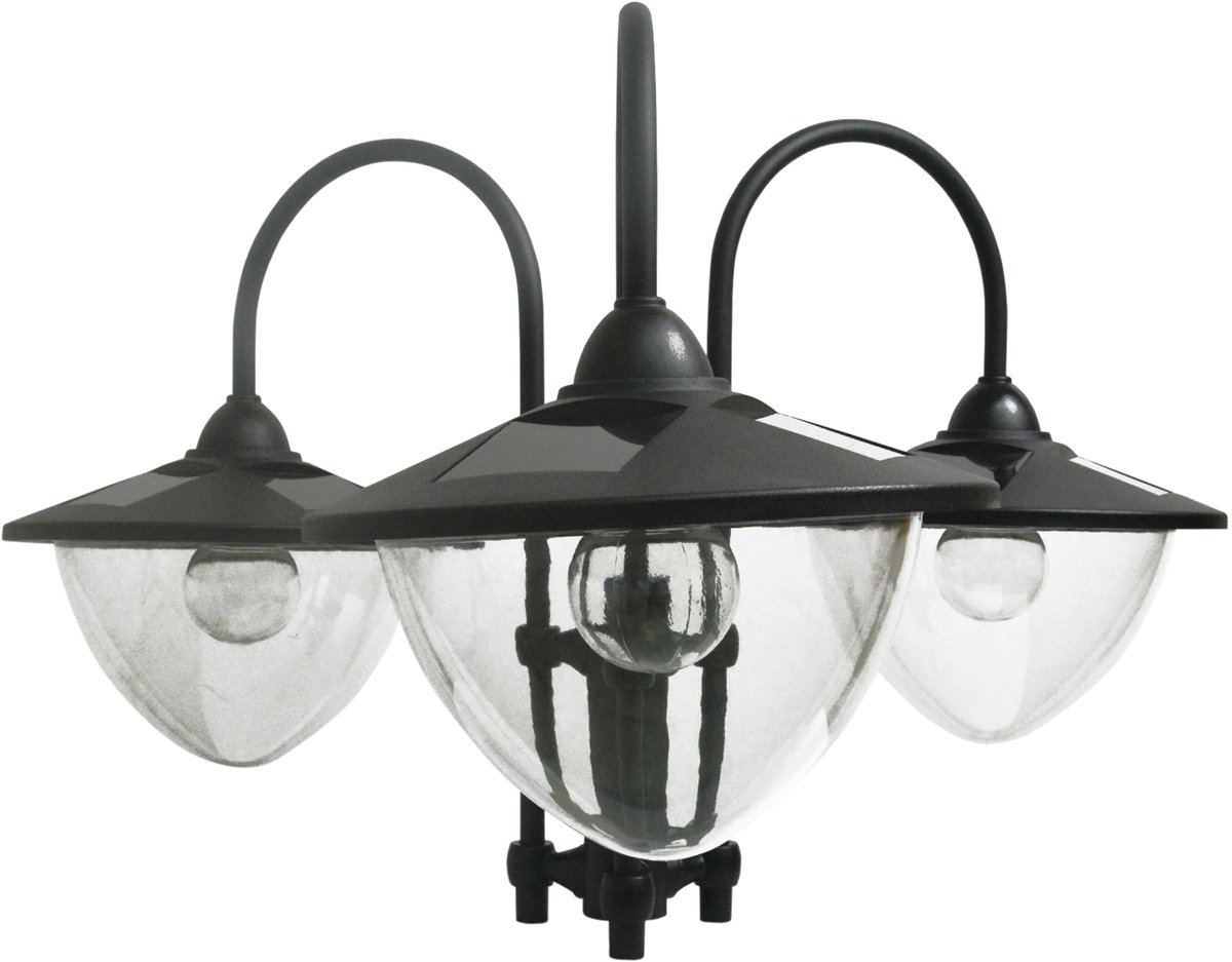 HAUSS SPOLE Lantaarnpaal – Solarverlichting Met Drie Lichtpunten – 60 x 55 x 189 cm – Metaal En Kunststof – Zwart – Voor Tuin En Terras
