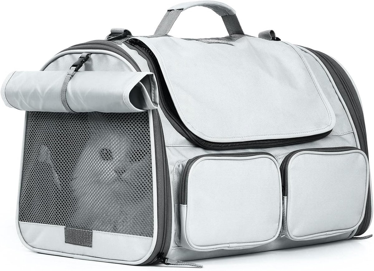 SnelShoppen - Draagtas voor Huisdieren, Zachte Cat Carrier voor Kleine Honden en Grote Katten, Reiszak met 4 Ventilatie Ramen, Luchtvaart Goedkeuring,