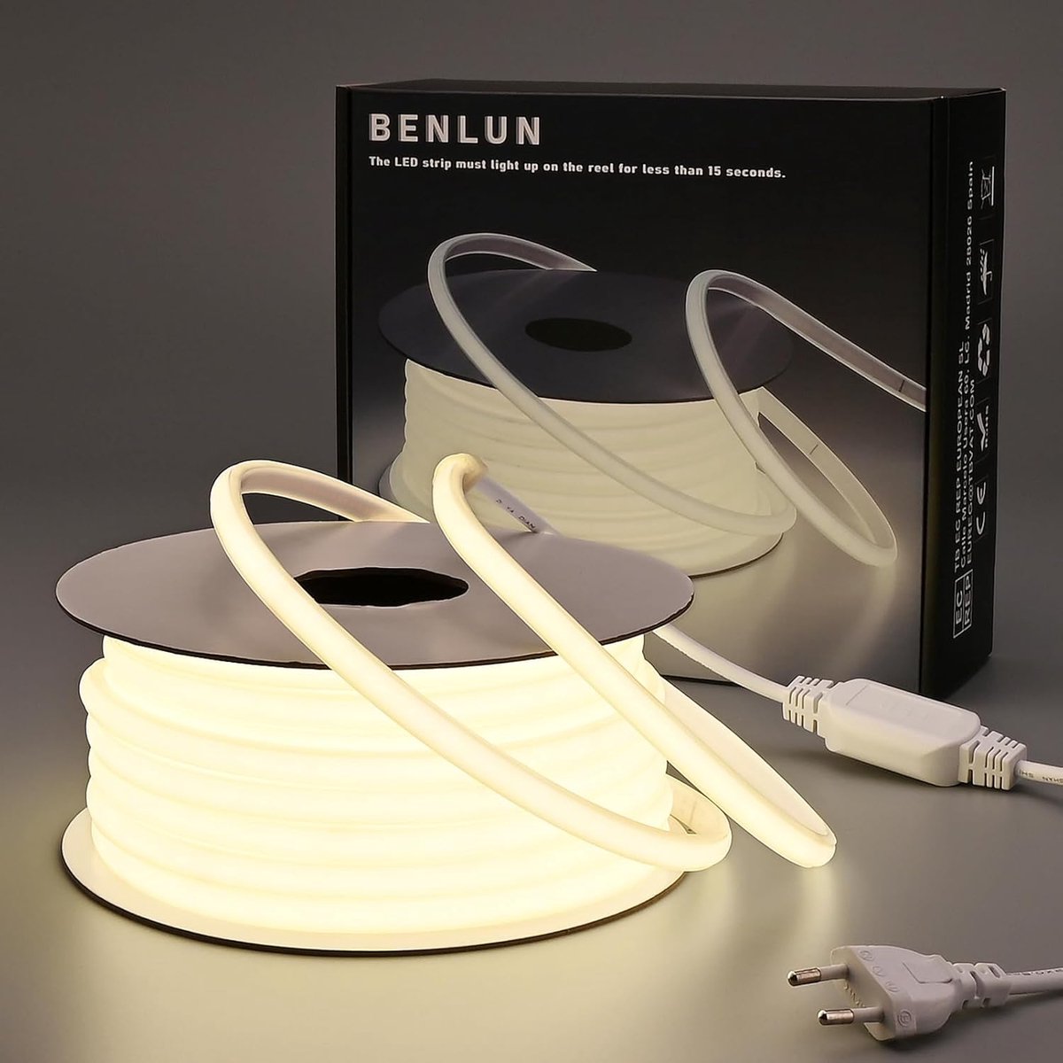 SnelShoppen - 20M Waterproof COB LED Strip Light 230V - 4000K Natuurlijk Wit - Superhelder 200W CRI 90+ - Flexibel en IP65 Geschikt voor Tuin, Slaapka