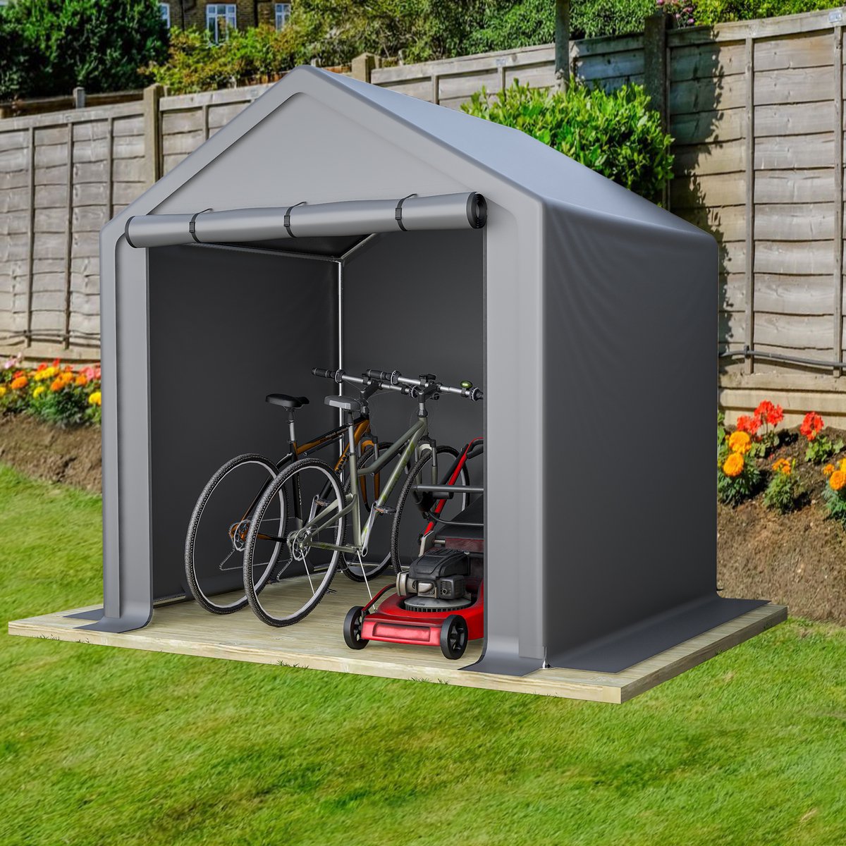 HAUSS SPOLE Opslagtent – 190 x 170 x 200 Cm – Stabiel Verzinkt Staal En PE – Donkergrijs – Voor Fietsen En Tuingereedschap