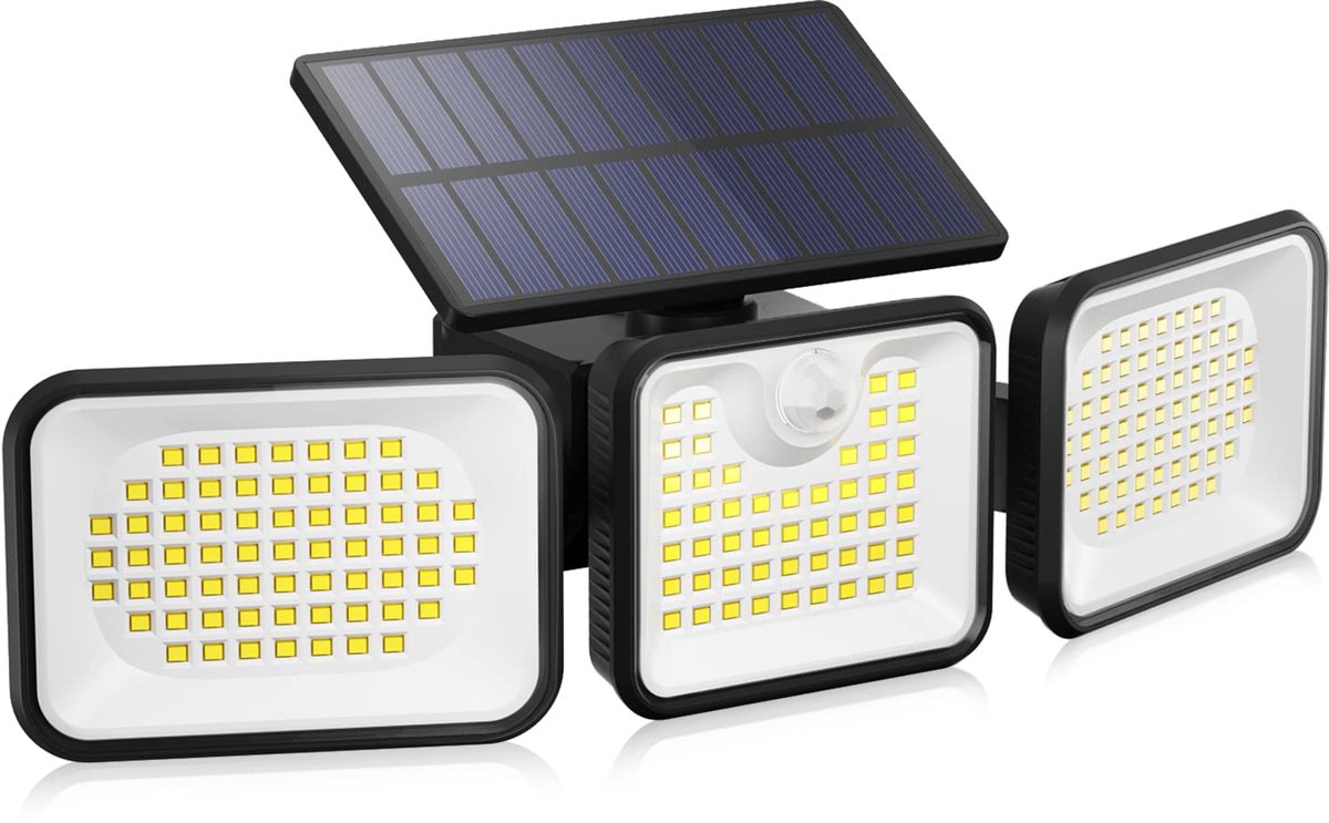 SnelShoppen - Outdoor Solar Light met Bewegingssensor, 180 LED, 3 Instellingen, 270° Verlichtingshoek, Tuinverlichting voor Garage, Voordeur, Tuin en