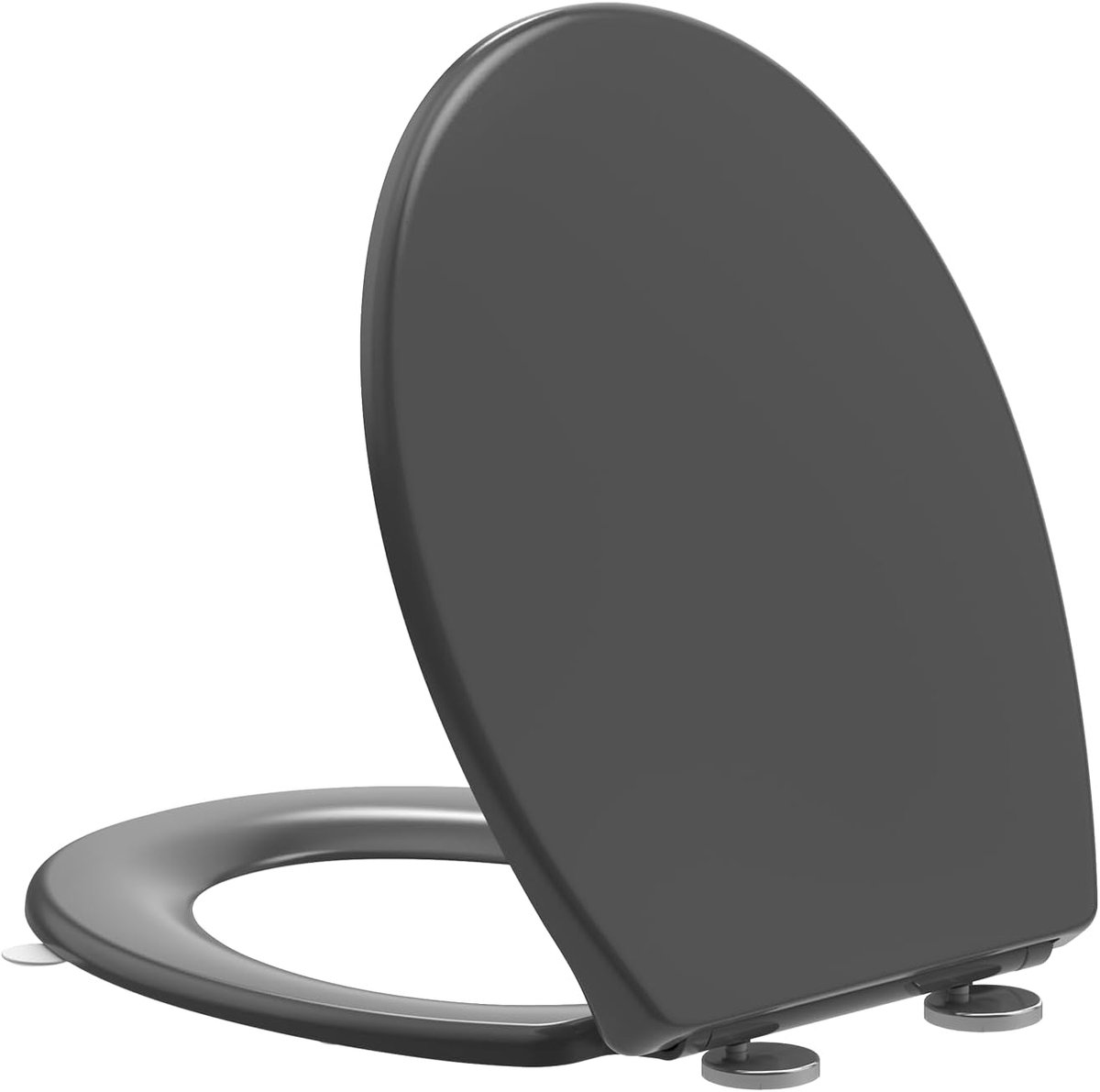 SnelShoppen - Toiletbril Soft Close O-vorm Grijs - Snelsluiting voor Eenvoudige Reiniging - Heavy Duty Kunststof - Verstelbare Scharnieren - Universel
