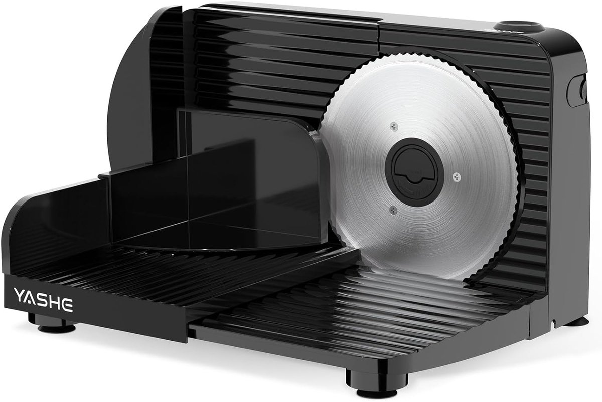 SnelShoppen Opvouwbare elektrische allessnijder 180 W Broodsnijmachine met instelbare dikte 0-15 mm 17 cm roestvrijstalen lemmet compact zwart