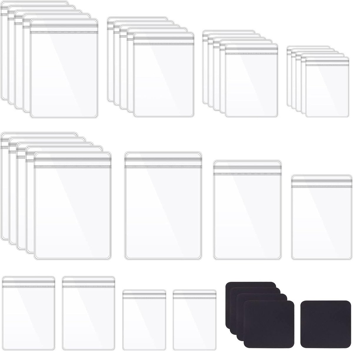 SnelShoppen - 190 Stuks Duidelijke PVC Sieraden Zakjes met Zelfsluitende Ritssluiting en Antivervaging Papieren Tabs Assortiment Kit voor Sieraden Org