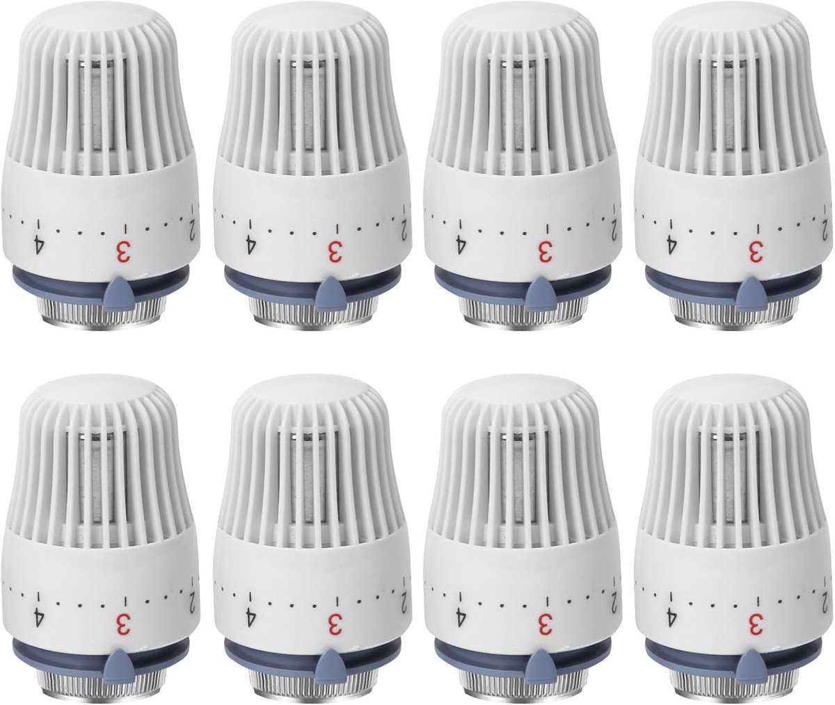 SnelShoppen - Radiator Thermostaatkop M30 x 1.5, Vervangende Thermostaatkop, Verwarmingsthermostaat voor Thuis en Kantoor, Set van 8