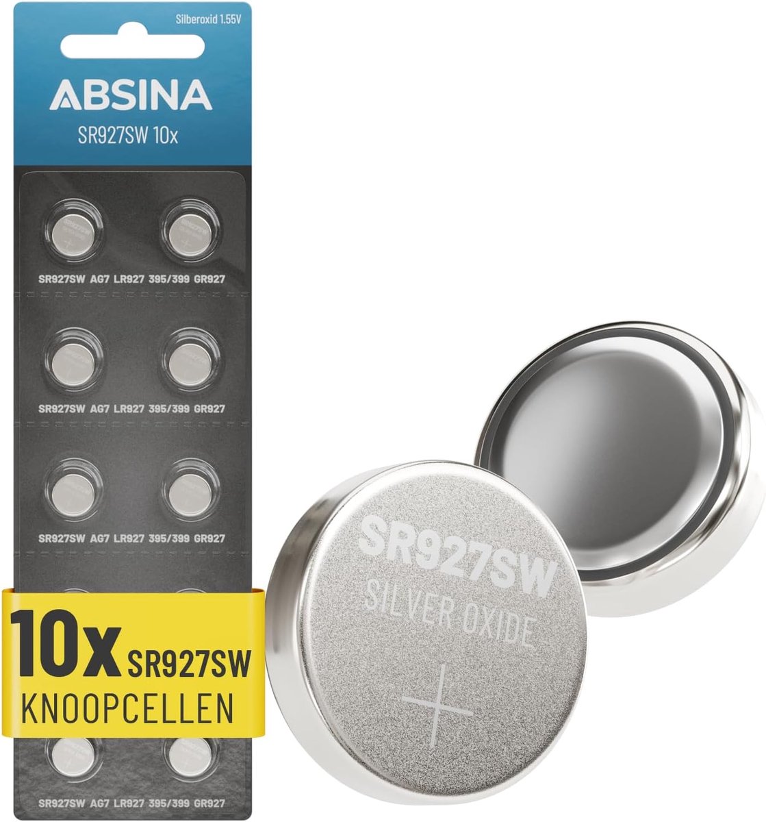 SnelShoppen - 10x SR927SW Horloge Batterijen - 1.55V Zilveroxide, Levensduur, Lekvrij, Geschikt voor Horloges, Medische Apparaten, Speelgoed, Thermome