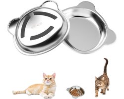 RVS Kattenvoerbak Set met Antislip Onderzijde voor Droog en Nat Voedsel - 2 Stuks, Ideaal voor Katten