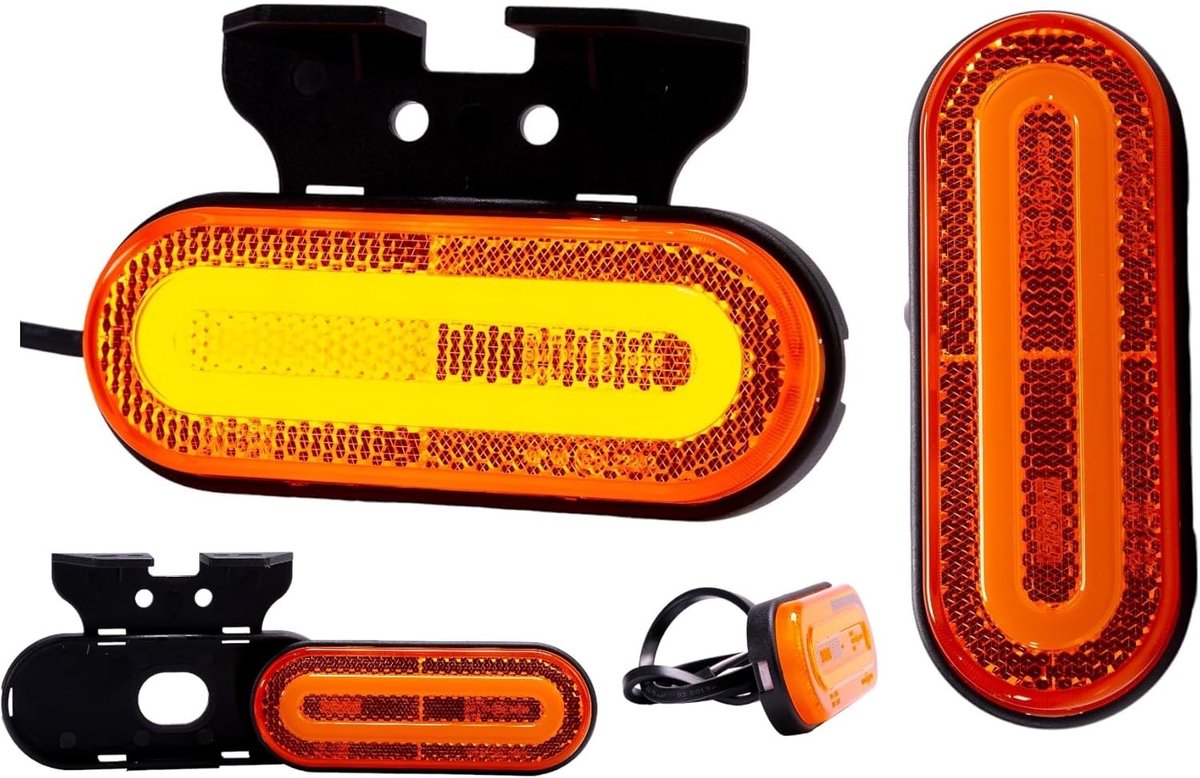 SnelShoppen - 2 x LED Zijmarker Lamp, Plat Oranje Contourlamp, 12 en 24 V, Positielamp voor Auto's, Vrachtwagens, Trailers, Camper en Caravans