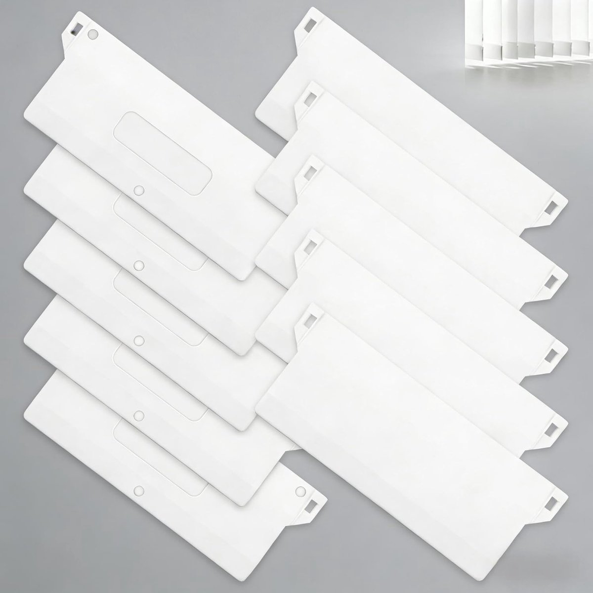 SnelShoppen - Pack van 12 Verticale Gordijnen met Gewichtsplaat, Accessoires voor Verticale Gordijnen, 127 x 50 mm, Duurzaam Plastic, Eenvoudig te Ins