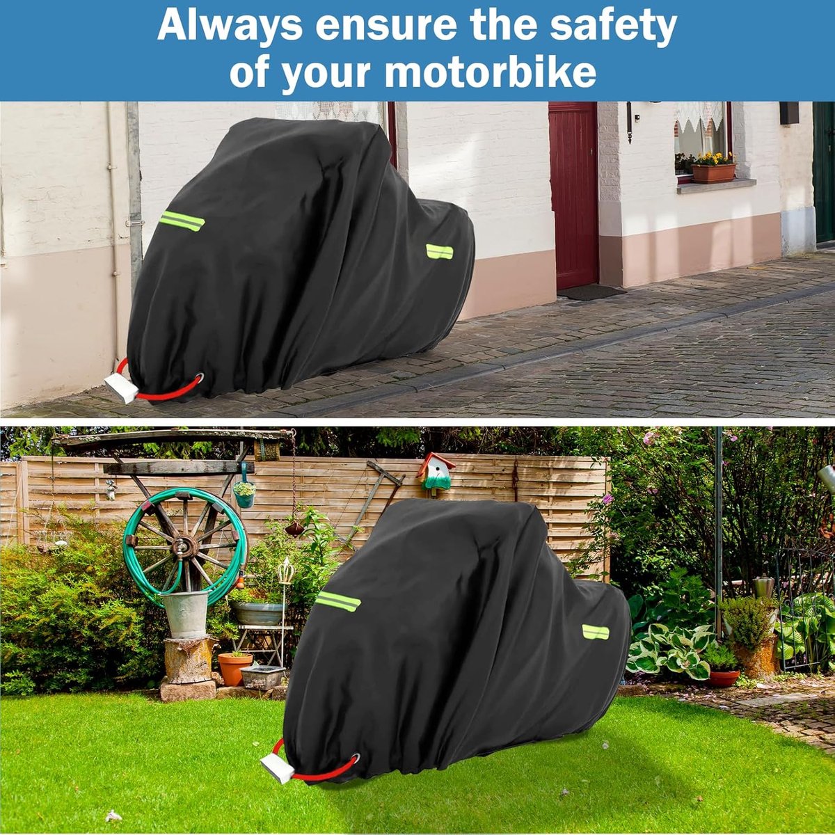 SnelShoppen - Motorfiets Cover XXXL - Waterdichte Motor Tarpaulin 420D Oxford - Beschermhoes voor Motor en Scooter - 265 x 105 x 133 cm - Robuust en W – foto 7
