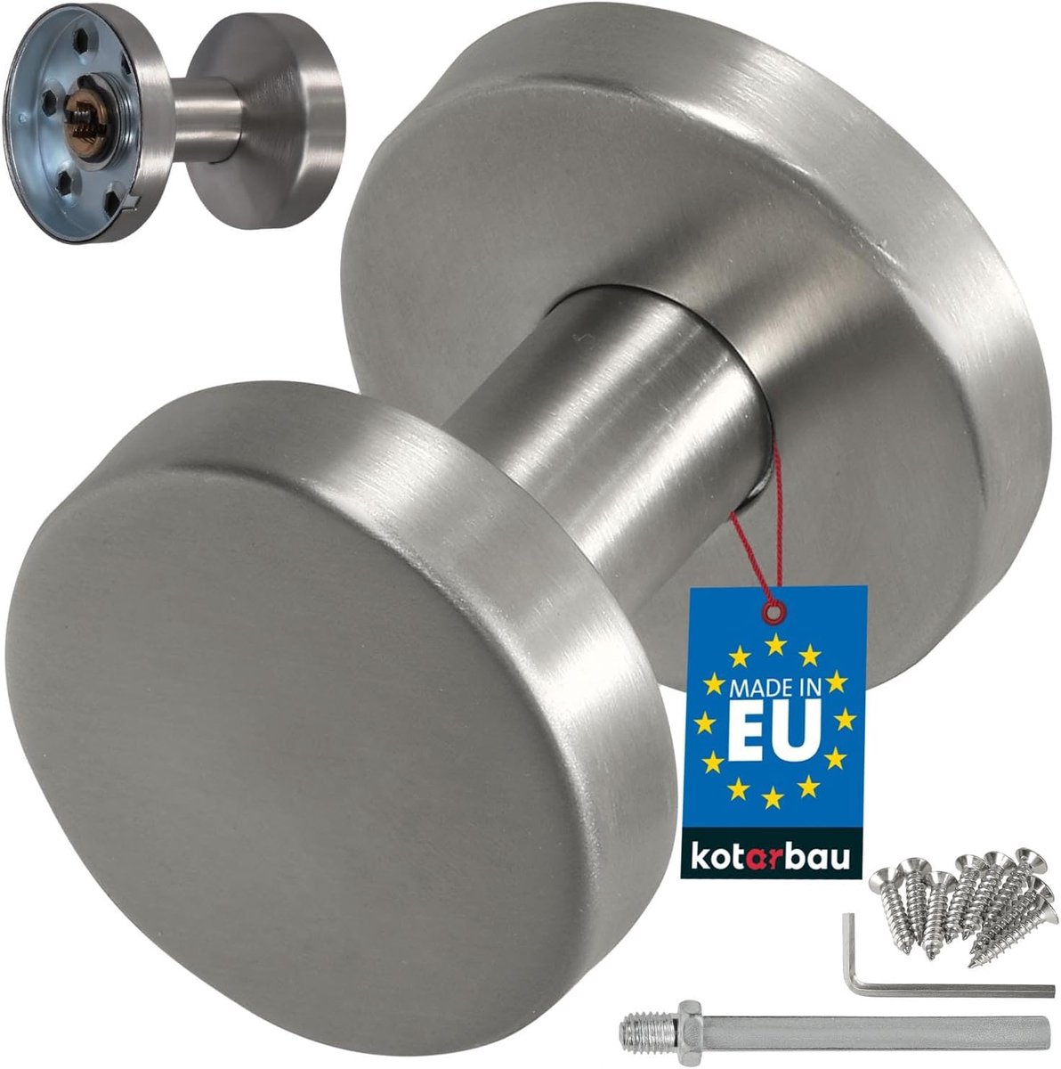 SnelShoppen - Deursluiting - Deurklink - RVS - Ø 50 mm - Zilver - Rond - Vast - Voor Binnen en Buiten - Geschikt voor Houten, Metalen en Glazen Deuren