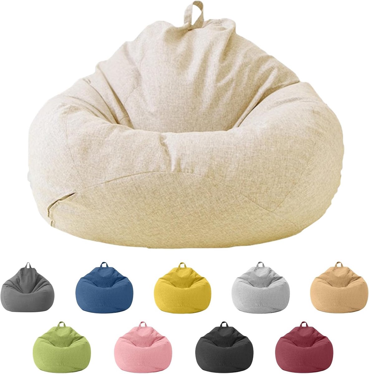 SnelShoppen - Beanbag voor kinderen en volwassenen, hoes alleen (zonder vulling), zitzak voor slaapkamer, kantoor, woonkamer, terras, 10 kleuren, hoog