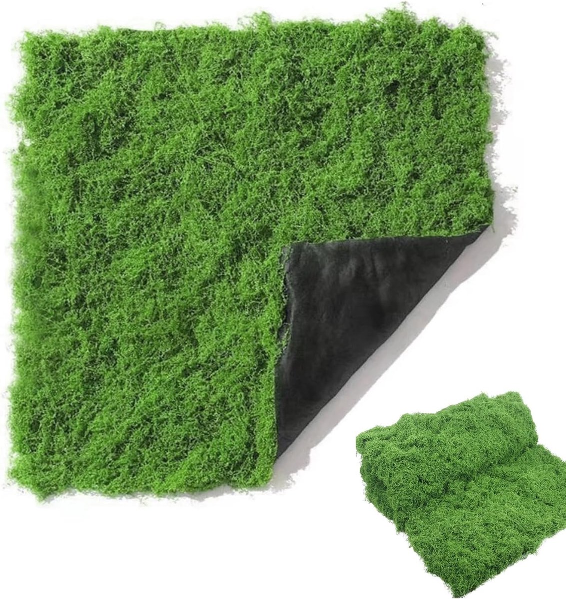 SnelShoppen - Kunstmatige Mosmat 100 x 100 cm - Flexibele Moswand voor Decoratie, DIY Projecten, Terrarium, Groen (Grasgroen)