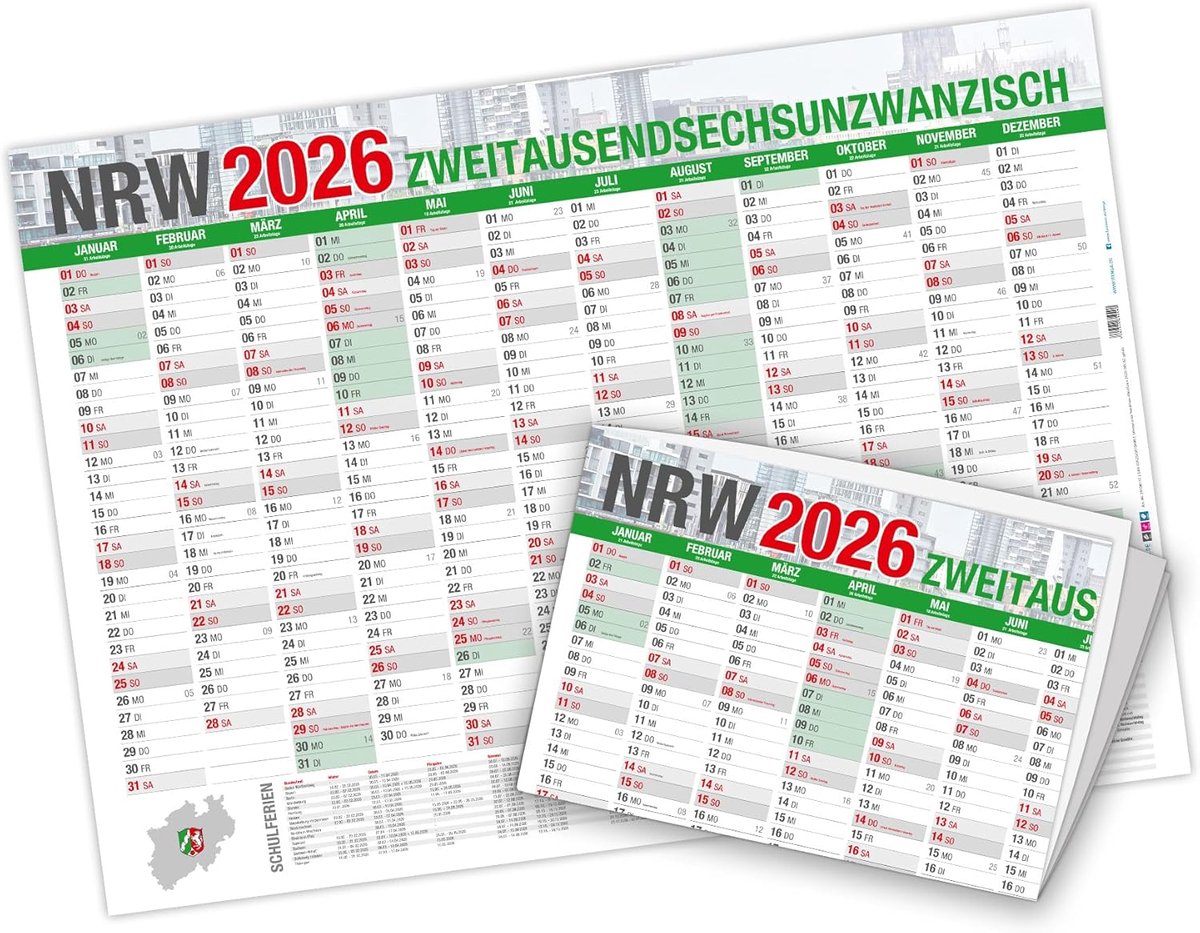 SnelShoppen - Grote A2 Wandkalender 2026 Jaarplanner Vouwbaar met Overzicht en Feestdagen - Ideaal voor Kantoor, Keuken en School - Stevig Papier 170g