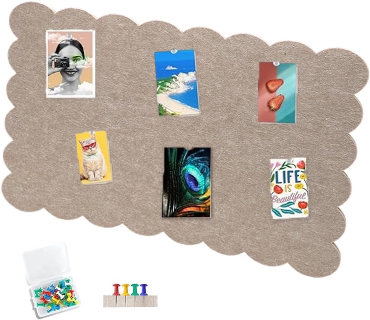 SnelShoppen - Grote Zelfklevende Vilt Pin Board 60 x 40 cm - Decoratieve Vilt Korken Borden - 9 mm Dikte - Foto-, Memo- en Visieboard voor Kinderkamer
