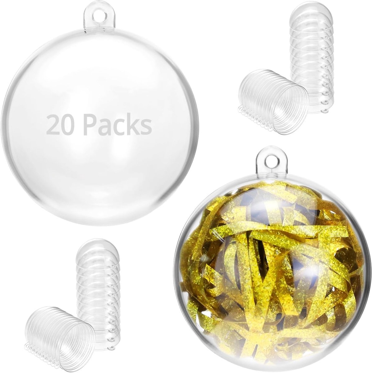 SnelShoppen - 20 Transparante Plastic Kerstballen 5 cm - Hangende Ballen voor Versiering - Ideaal voor Feestdagen, Tuin en Kids