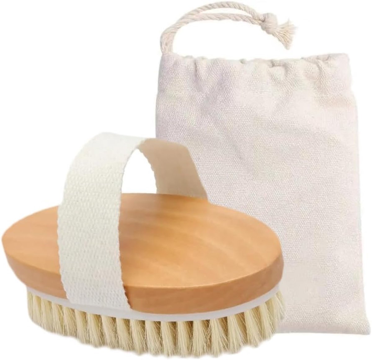 SnelShoppen - Houten Dry Body Brush met Natuurlijke Borstels voor Peeling, Lymfedrainage & Cellulite Verwijdering - Effectieve Massageborstel voor Gez