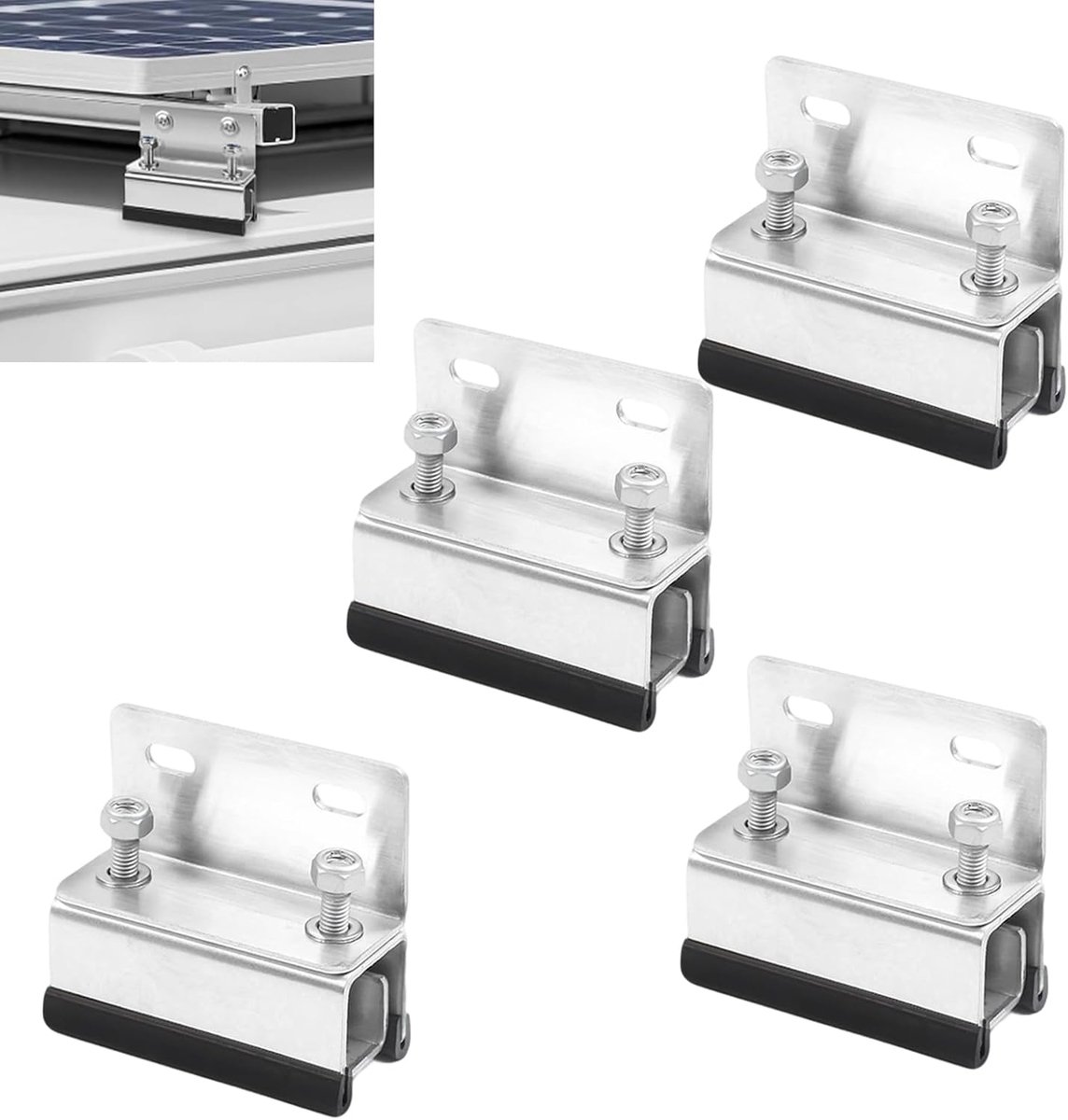 SnelShoppen - 4-pack Dakkoffer Bevestigingsset, 304 RVS Dakkoffer Steunen, Roestvrij Staal, Compatibel met Diverse Busmodellen, Ideaal voor Vakantie,