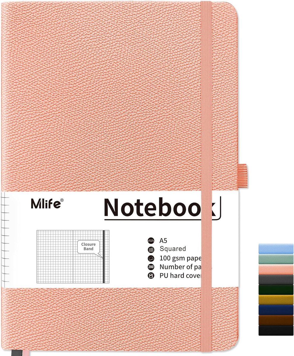 SnelShoppen - A5 Notebook - Vierkante Notitieboek - 200 Pagina's - 100GSM Dikke Papier - PU Hardcover - Roze - Geschikt voor Kantoor, School, Thuis en