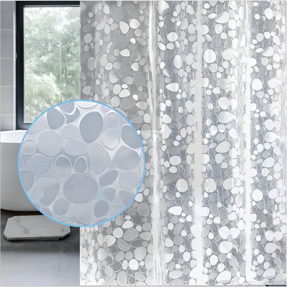 SnelShoppen - LEMON CLOUD Douchegordijn 120x200 CM - PEVA Waterdicht en Schimmelbestendig - Met Gewogen Zoom, 3 Magneten en 8 Witte Plastic Haakjes -
