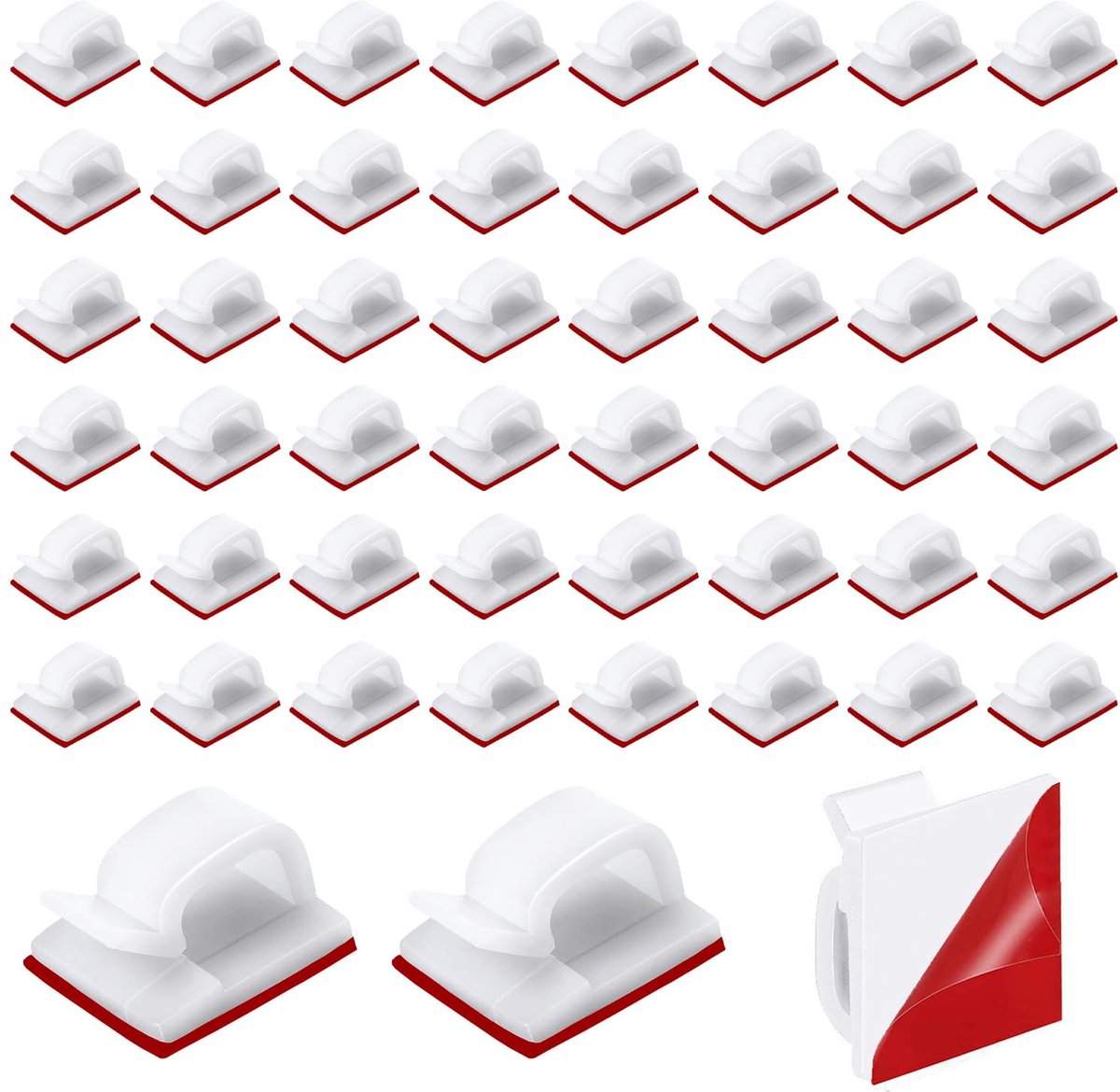SnelShoppen - 50 Stuks Zelfklevende Kabelclips voor Kabelbeheer - Waterdichte en Duurzame Plastic Organiser voor TV, PC, Bureau, Thuis en Kantoor - Wi