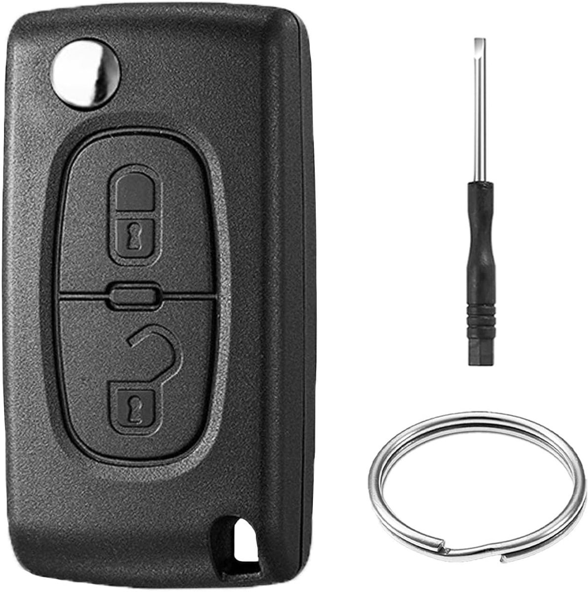 SnelShoppen - 2 Sleutel Hoesje Geschikt voor Peugeot en Citroën CE0523 - Auto Sleutel Case - Duurzaam en Beschermend - Zwart