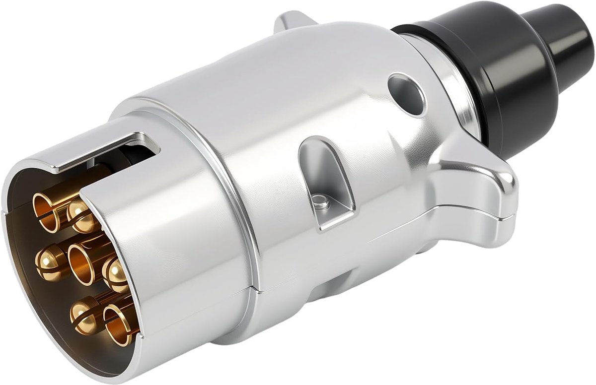 SnelShoppen - 7-pins stekker en socket voor aanhanger, aluminium met waterdichte afdichting, 12V aansluitingen voor caravans, vrachtwagens en aanhangw