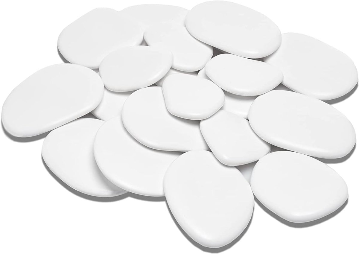 SnelShoppen - Decoratieve stenen in gerecycled plastic voor vazen, schilderen, aquaria, tuin - Maat L - Ø 5-8 cm, 45 stuks, Wit