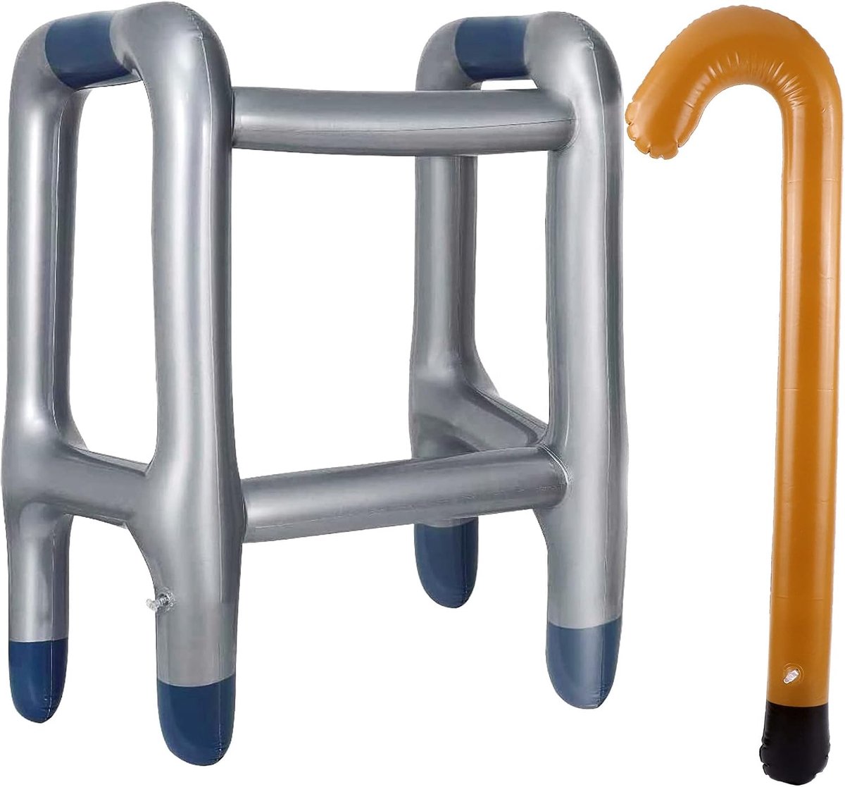 SnelShoppen - Opblaasbare Loopondersteuning en Opblaasbare Wandelstok voor Kostuum als Oma of Opa voor Carnaval of Verjaardag Gag - 100% PVC - 80x64x4