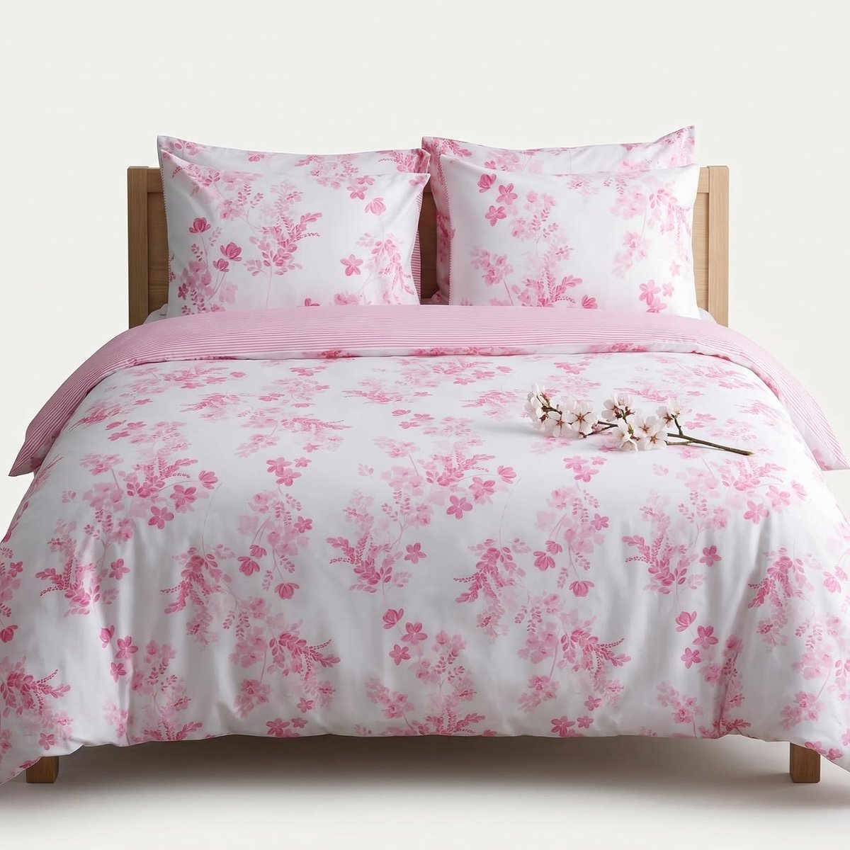 SnelShoppen - Duvet Cover Bedding Set 100% Katoen Seville Patroon (Roze, 200x200cm + 2 Kussenslopen 65x65cm) - Luxe Beddegoed voor Slaapkamer