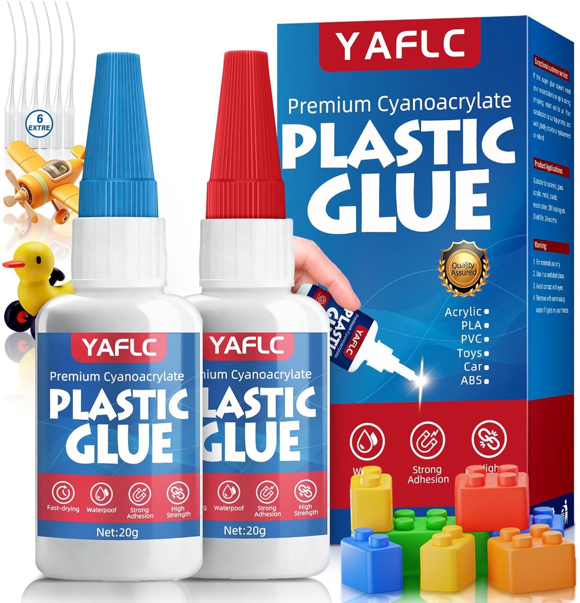 SnelShoppen - Extra Sterke Waterbestendige Plastic Lijm 40 g, Superlijm voor Plastic, Hittebestendig en Transparant, Modelbouw Lijm voor Speelgoed, Pl